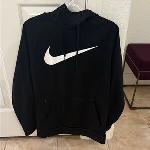 Nike Men's Black and White Logo Hoodie